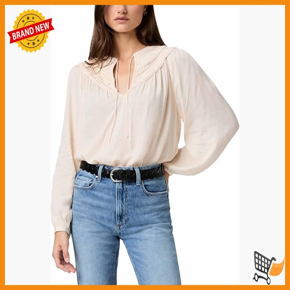 Boho Blouse with Ruffled Neckline and Pintuck Detailing